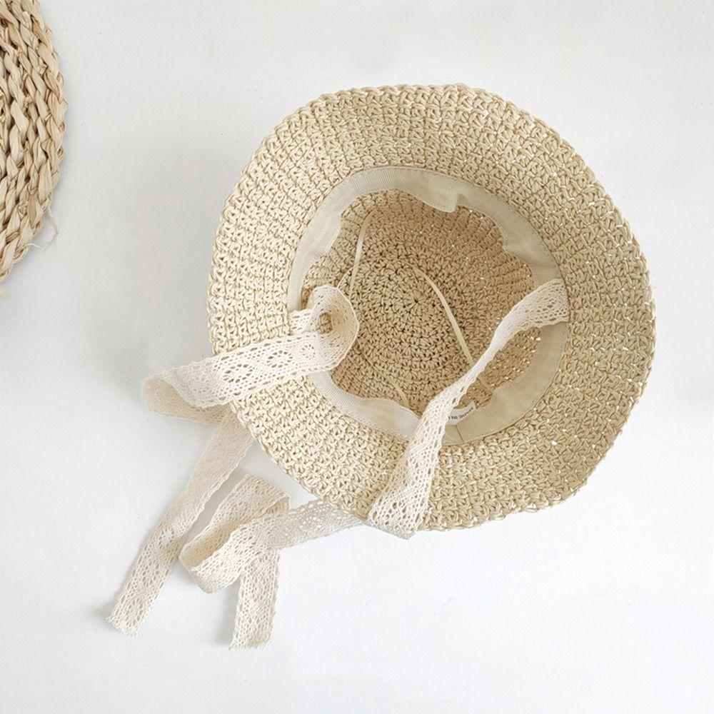 Summer Sun Protection Princess Panama Cap Straw Cap Beach Hat Lace Baby Hat
