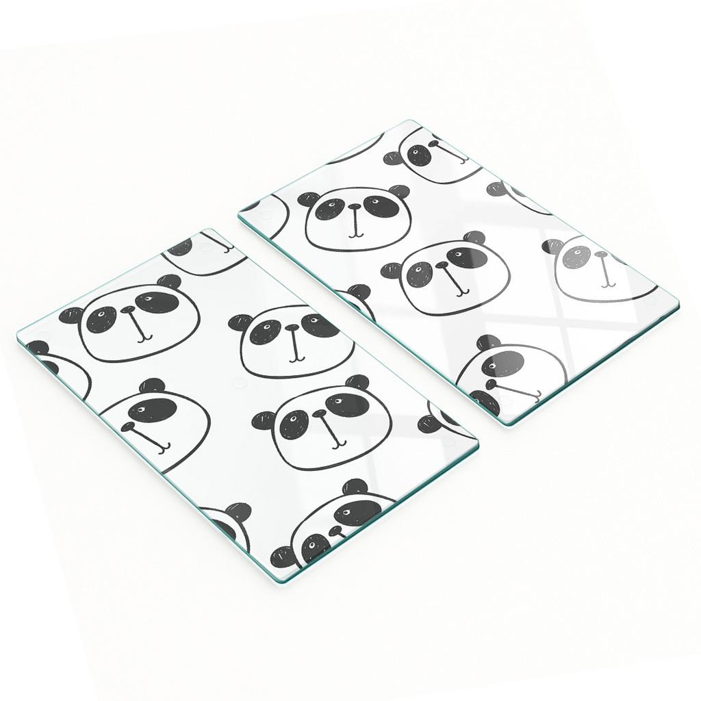 Zestaw Hartowanych Desek Kuchennych Szklanych Z Grafiką Panda 2X30X52 Cm
