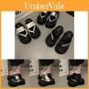 Stylish Thick Sole Women's Flip Flops Summer Casual Wedge Sandals In Black Color