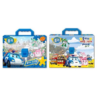 ROBOCAR POLI Друзья Несут Набор Пазлов (14–36 шт.) / POLI Спасательная команда Большой переносной набор-пазл (42–72 шт.) - Сделано в Корее (3 варианта)