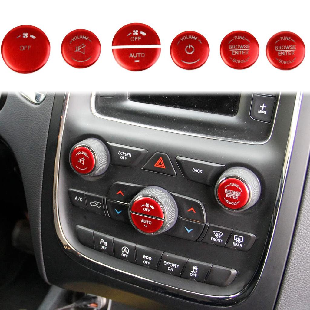Aluminum Alloy Air Conditioner Switch CD Button Pervious Light Patch Cover for 14-20 Dodge Durango 15-22 Dodge Charger Challenger Chrysler 300 for