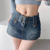 Youthful and Slimming Sexy Short Skirt High-waisted Thin A-line Package Hip Skirt Cover Crotch Bustier Skirt Ladies Summer Fashion Denim Short Skirt