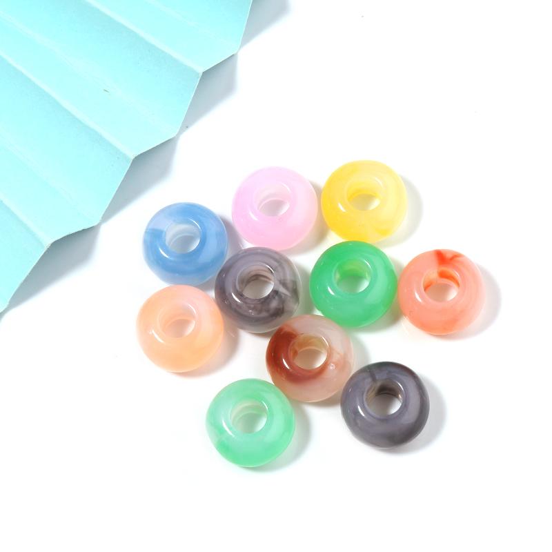 50pcs/lot Colorful Round Acrylic Beads Big Hole Loose Spacer Beads For Jewelry Making DIY Necklaces Bracelets Accessories