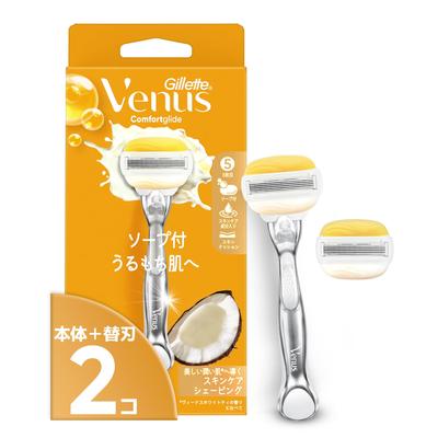 Бритва Gillette Venus Comfort Glide для женщин, с мылом, аромат кокоса, для увлажненной кожи, включает 2 сменные кассеты
