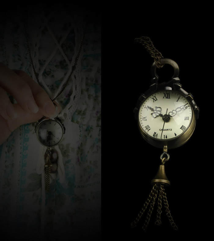 Винтажные Карманные Часы на Цепочке с Шариком из Стекла Кварцевые Стимпанк