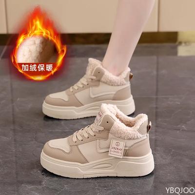Модные Зимние Универсальные Теплые Кроссовки Новые Бархатные Женские Хлопковые Туфли На шнуровке Женские Повседневные Высокие Зимние Ботинки Mujer Zapatos