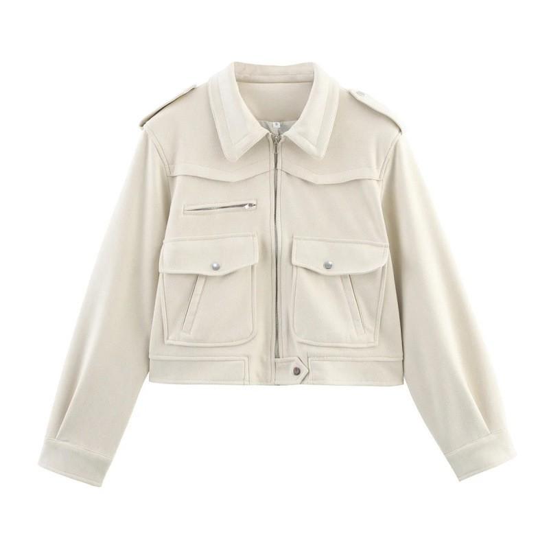 Женская объемная куртка под замшу с лацканами Streetwear Свободный крой Длинный рукав Кардиган Верхняя одежда