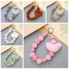 Цветной шнурок для мобильного телефона, мягкий браслет с бисером в форме сердца, подвесные украшения