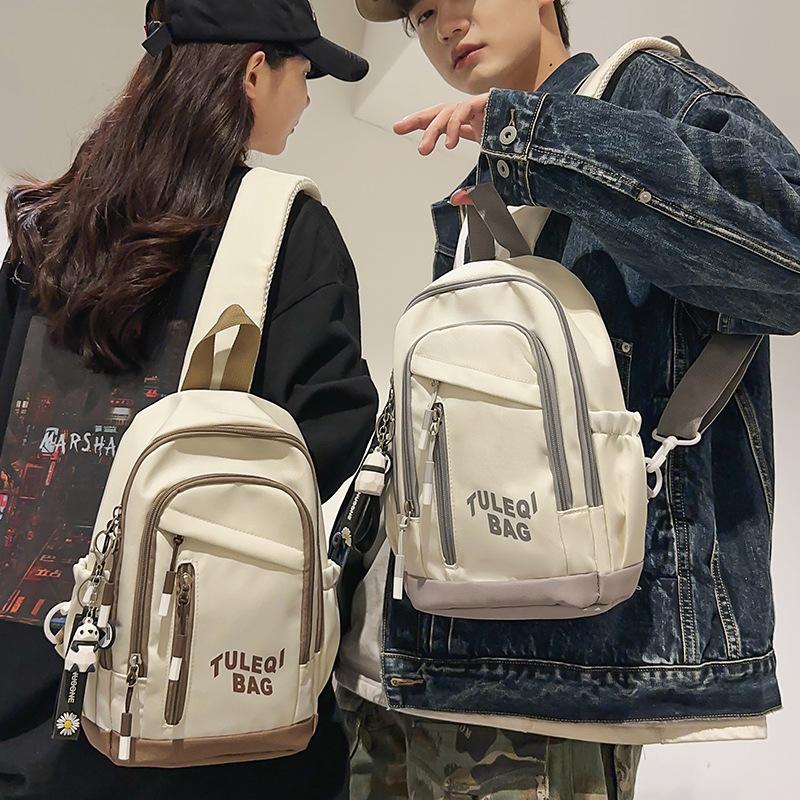 Chest Bag for Women's Burgundy Women's Sports Versatile Trendy Brand Small Backpack Mobile Phone Bag One Shoulder Crossbody Bag