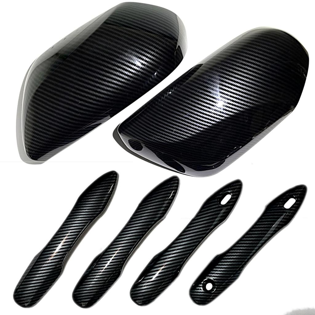 Flatland Prius 50 Series PHV 52 Series Exterior Door Mirror Covers and Door Handle Covers Set, Custom Parts and Accessories (Carbon Fiber)
