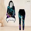 Women Plus Size Tie Dye Printed Hooded Long Sleeve High Low Top And Fitted Pants Two Piece Set