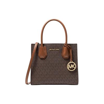 MK Серия Mercer Классическая Французский Винтаж Монограмма Color Block ПВХ Покрытие Холст Гармошка Сумка Женские сумки Коричневый 35S1GM9M2B-BRN