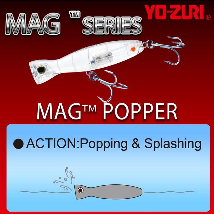YO-ZURI Mag Popper Floating 100mm Green Mackerel, Moving Weight