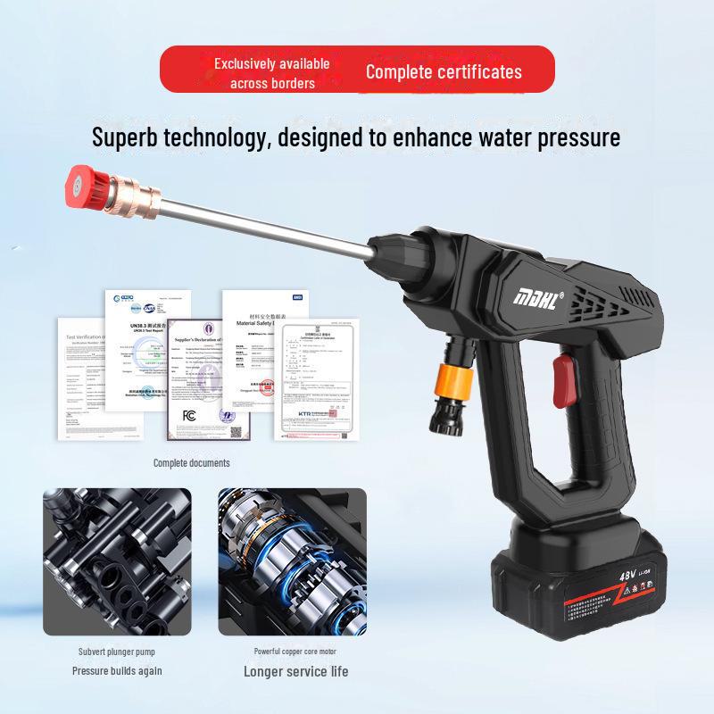 Перезаряжаемый беспроводной пистолет для мойки автомобилей под высоким давлением с литиевой батареей