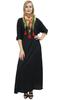 Women's Boho Black Maxi Dress With Tassel Scarf Designer Summer