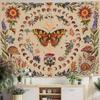 VIKAMA Vintage Bohemian Wall Hanging Butterfly Dance Enchanted Realm Tapestry Banner Tapestry Bedroom Aesthetic Hanging Tapestry