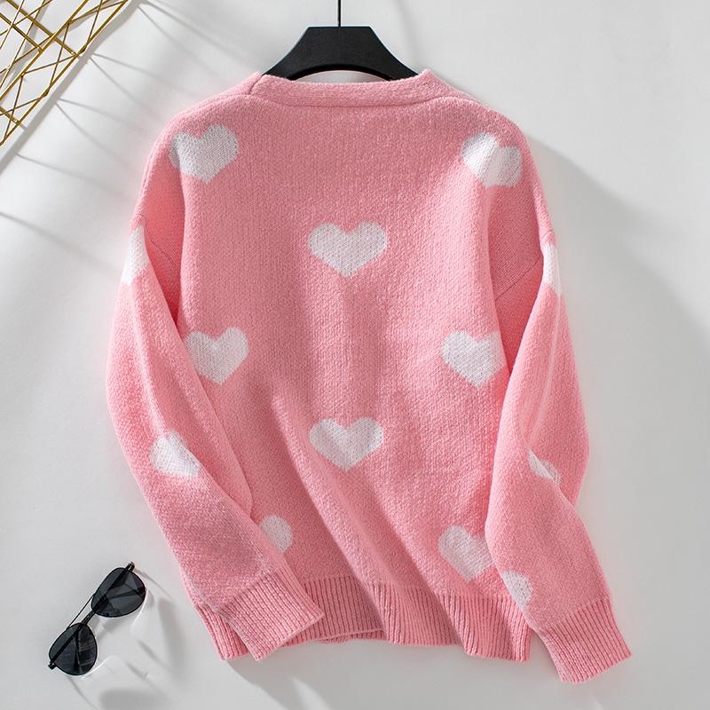 GMXIA Осенне-зимний свитер Knit Love Jacquard V-образный вырез кардиган свитер для женщин