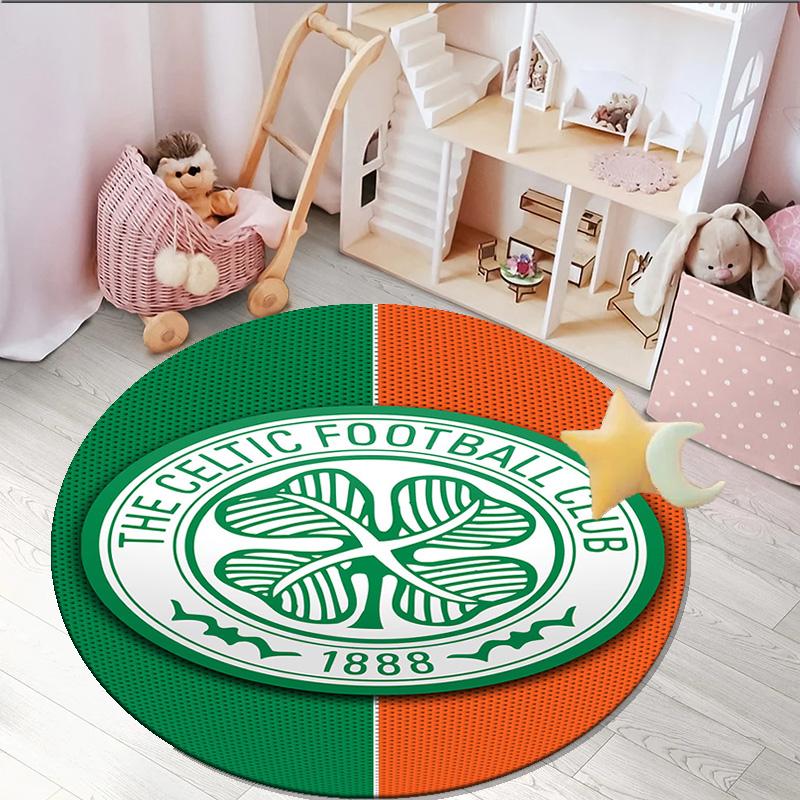 1PC round rug Cel-tic Football Club Crest Printed Round Area Rug ,Rug For Home Office, Round Chair Rug, Decorative Carpet Fan gifts Christmas gift