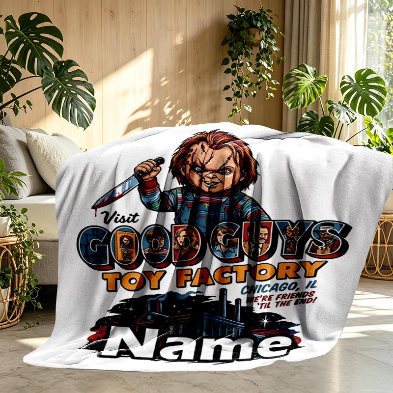 Custom Name Personalized Bride of Chucky Print Blanket, Home Decor, Bedroom, Sofa, Camping, Couch, Gifts for Birthday Christmas