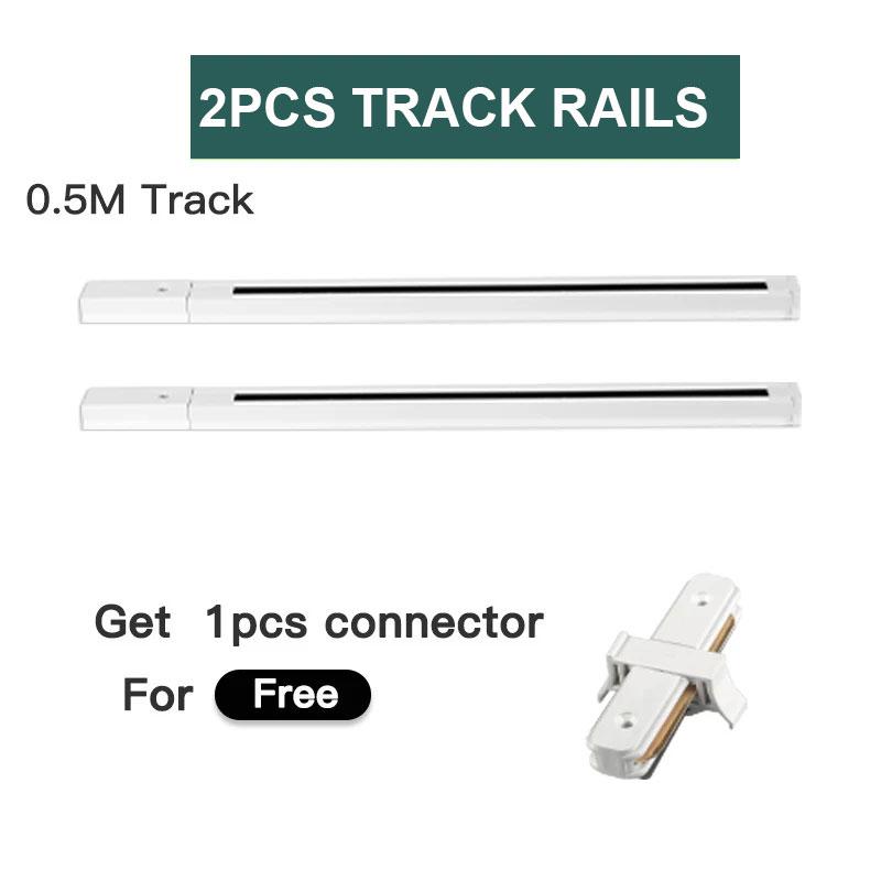 Комплект светильников на рельсах с 2 проводами, светильник на 0,5 м, светодиодный светильник на рельсах для гостиной, прямые/Г-образные разъемы, потолочная коробка
