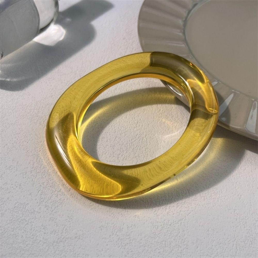 Geometry Transparent Bangle Simple Women Hand Ring Exaggerate Resin Bracelet Ladies Girl