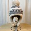 Жаккардовая вязаная бархатная теплая шапка для женщин на осень и зиму, шапка Лей Фэн, дорожная лыжная шапка, защита ушей, шерстяная шапка