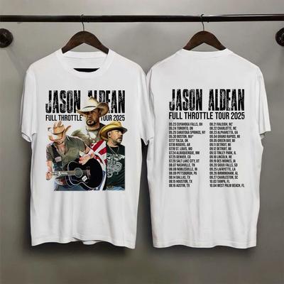 Футболка Jason Aldean Full Throttle Tour 2025, Футболка для концерта кантри-музыки, Подарок для фанатов
