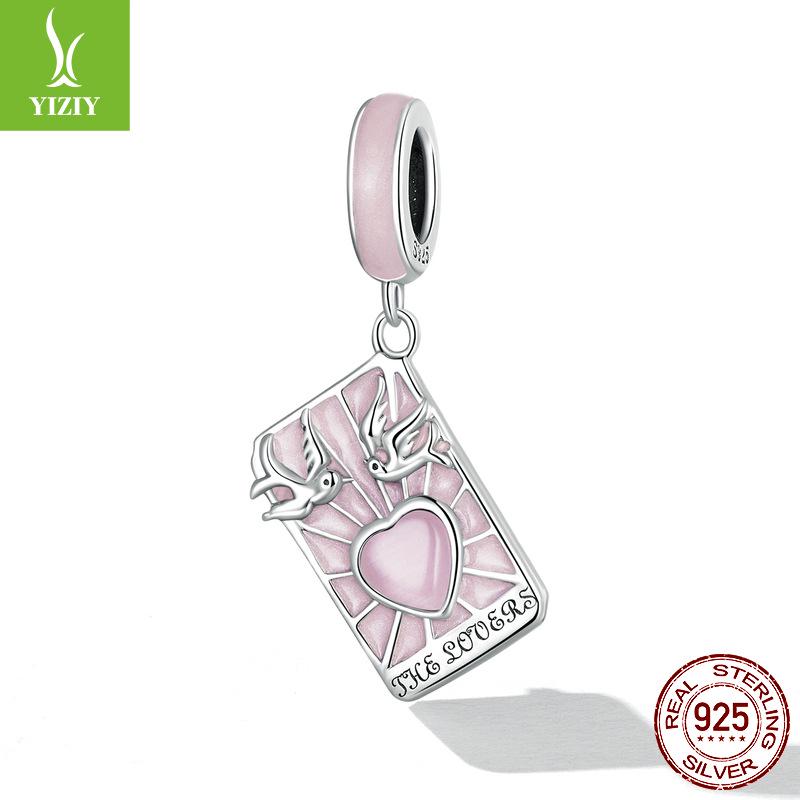 Yin Ziyun Handmade Pink Tarot Lover Pendant with Drip Glue Beads