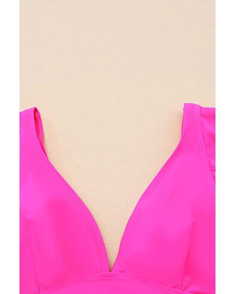 Azura Exchange Floral Print V-Neck Ruffles Bikini