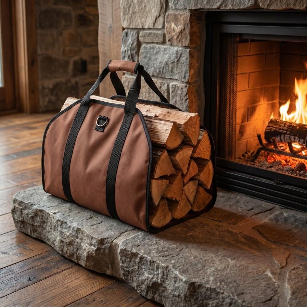 With Handle Firewood Carrying Bag Heavy Duty Firewood Log Carrier Bag Outdoor Fire Pit