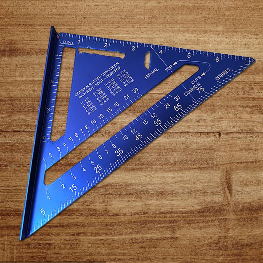 Aluminum Alloy Triangular Ruler 12 Inch Measuring Angle Protractor Ruler 90° Triangle Carpenter Square Ruler Wood Working Tools
