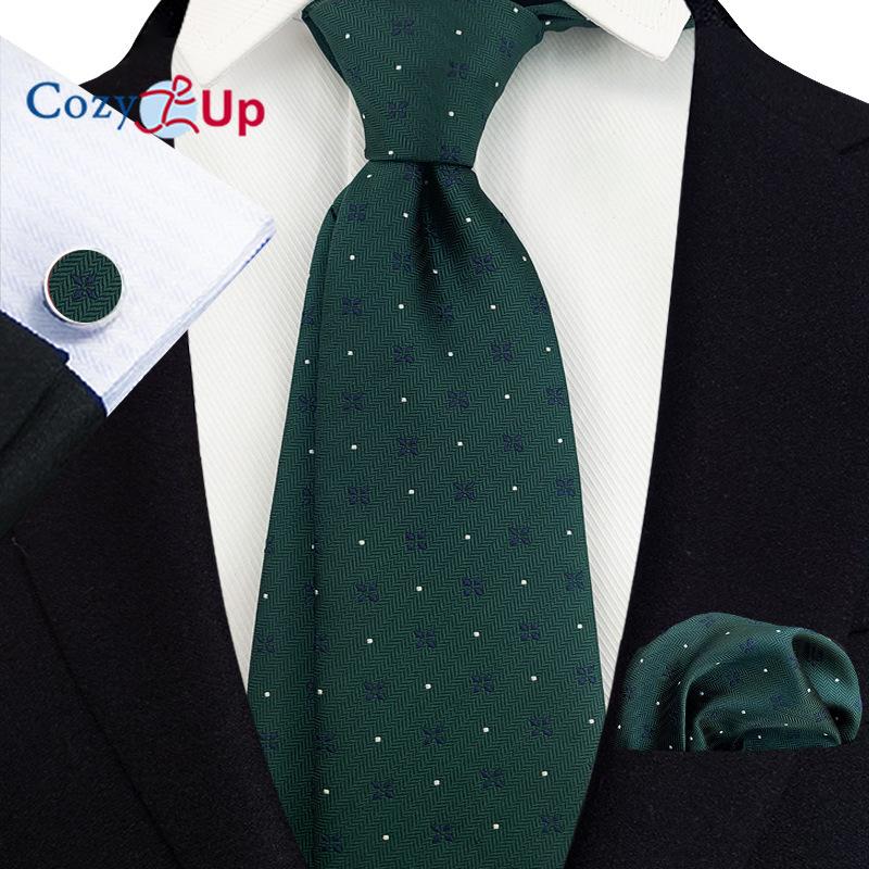 Cozy Up Набор из трех предметов, модный деловой мужской галстук с узором пейсли, включает в себя галстук, запонки, носовой платок