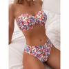 Сексуальный цветочный принт с оборками и воланами бикини для женщин, купальники, женский купальник, комплект из двух частей, купальный костюм для купания