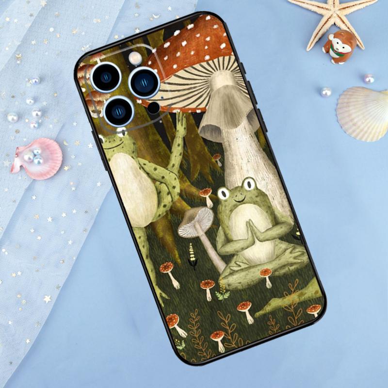 Vintage Retro Frog Mushrooms Case For iPhone 15 16 14 13 12 11 Pro Max Mini X XR XS Max 7 8 Plus Bumper Cases Cover