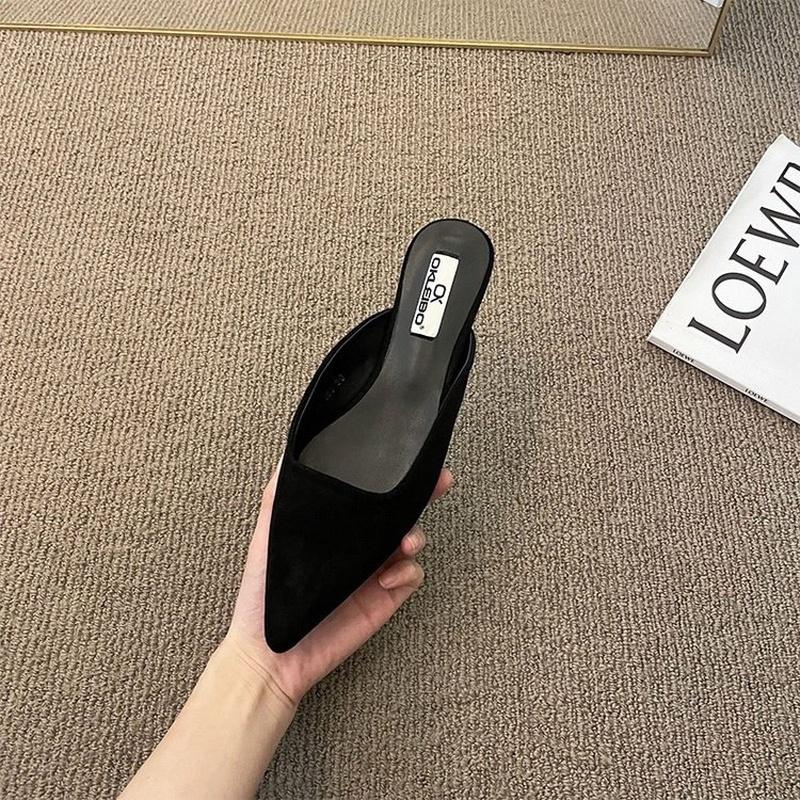 Модные женские тапочки с острым носком, леопардовый узор, неглубокие туфли без застежек, на тонком низком каблуке, черные флоковые узоры, повседневные мюли, черные уличные туфли