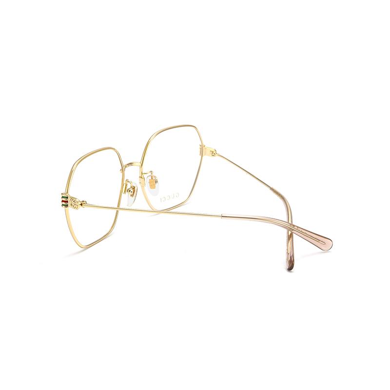 Gucci optical glasses [Available prescriptions] Gold-rimmed geometric full frame, irregular-shaped glasses 001 Dust bag + glasses case (random color)
