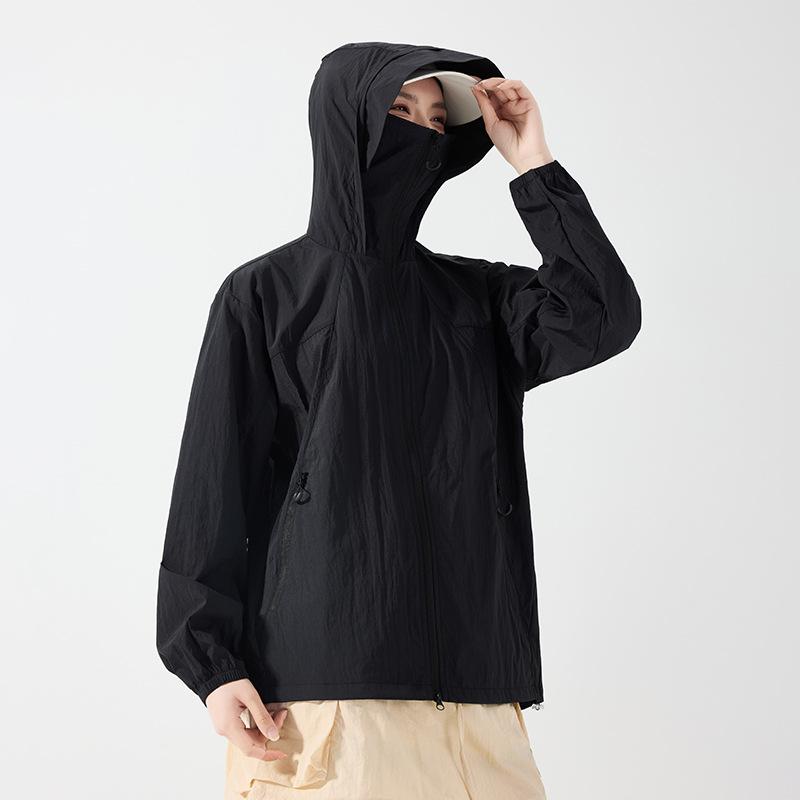 Ice silk outdoor sunscreen clothing for women, light and breathable skin clothing, hooded UV protection UPF10 + sunscreen clothing for men