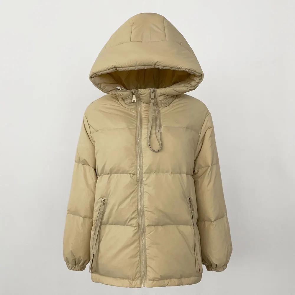 OFTBUY Winter Women Commuting Thickened Down Jacket Warm Hooded Filled with 90% White Duck Down Loose Casual Down Jacket