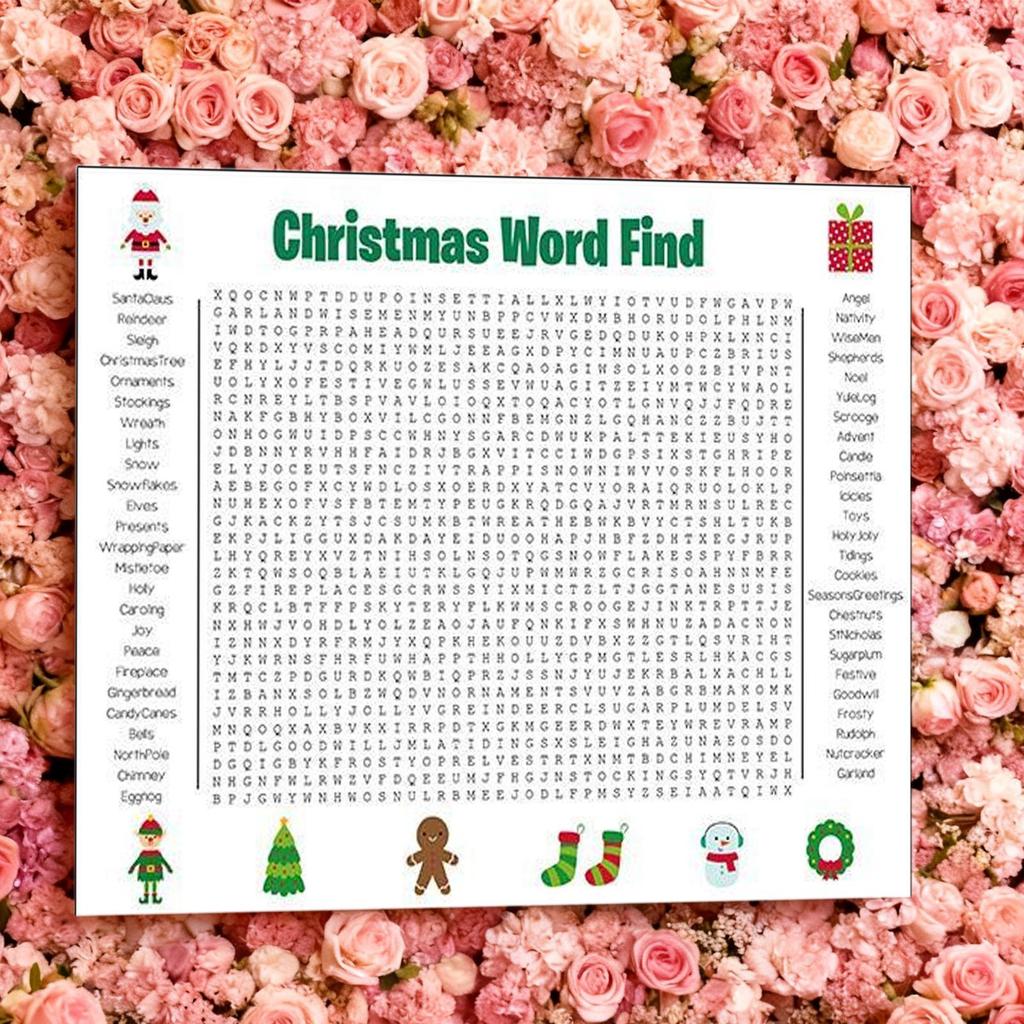 Праздничное веселье Семейное занятие Игра для рождественской вечеринки Гигантский плакат с поиском слов Рождественский плакат с поиском слов Рождественская настенная игра Плакат