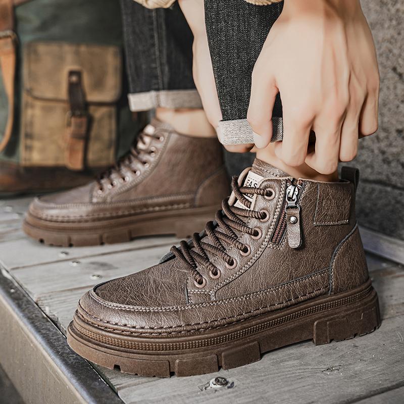 Новые модные осенние и зимние мужские высокие ботинки martin для студентов, трендовые рабочие туфли на мягкой подошве для мальчиков, кроссовки Martin с защитой труда