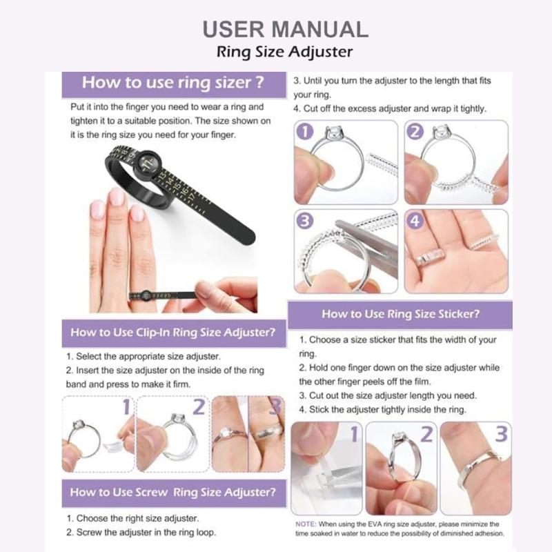 Assorted Rings Sizer Kits Invisible Fit Adjuster for Loose Bands Comfortable Plastic Rings Reducer Sizing Strips