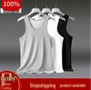 2025 Men's Pure Cotton Elastic Base Layer Vest - Solid Color, Close-fitting