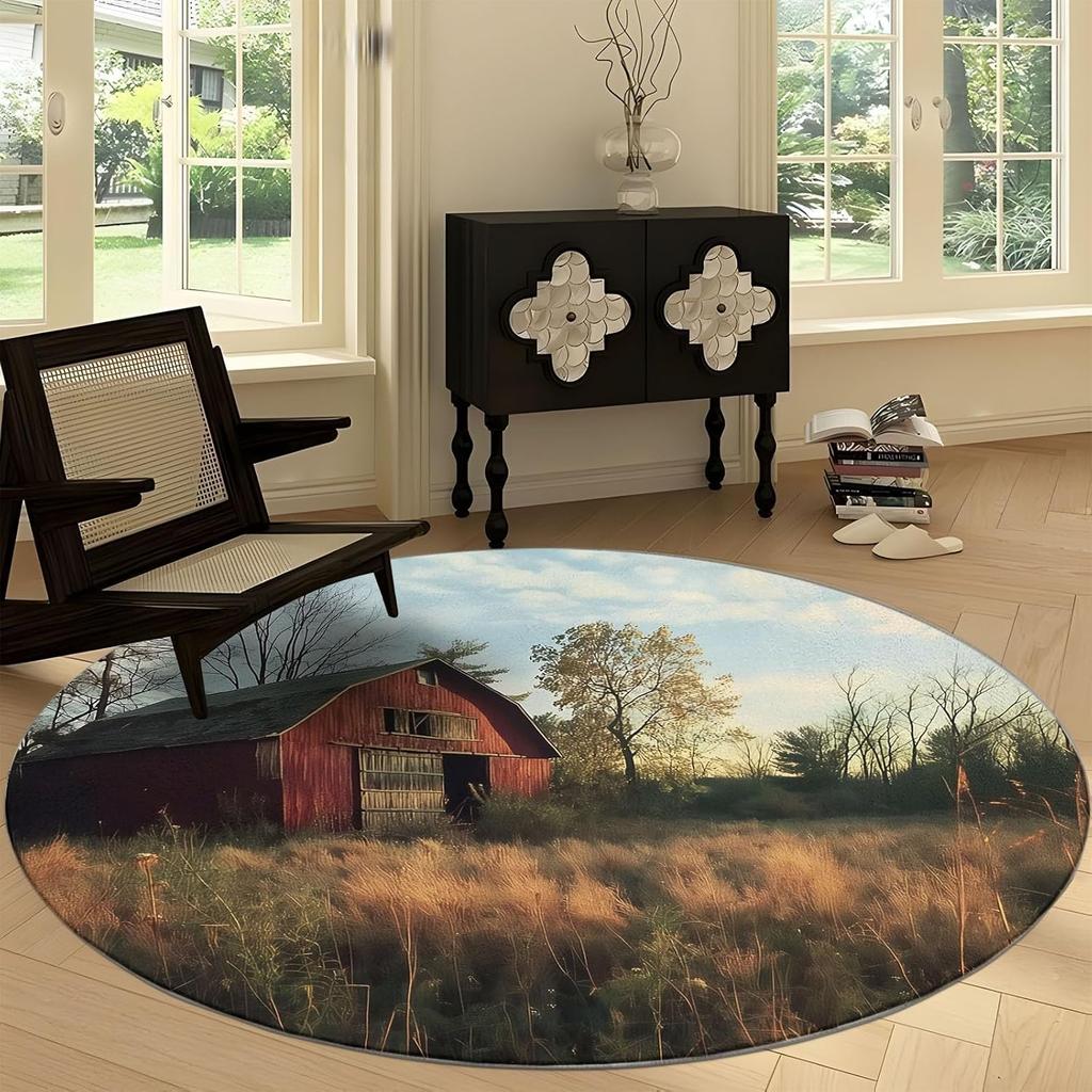 Круглый коврик с мультяшным принтом панды, моющийся ковер-дорожка с мультяшными животными - Нескользящий круглый ковер, абсорбирующий коврик