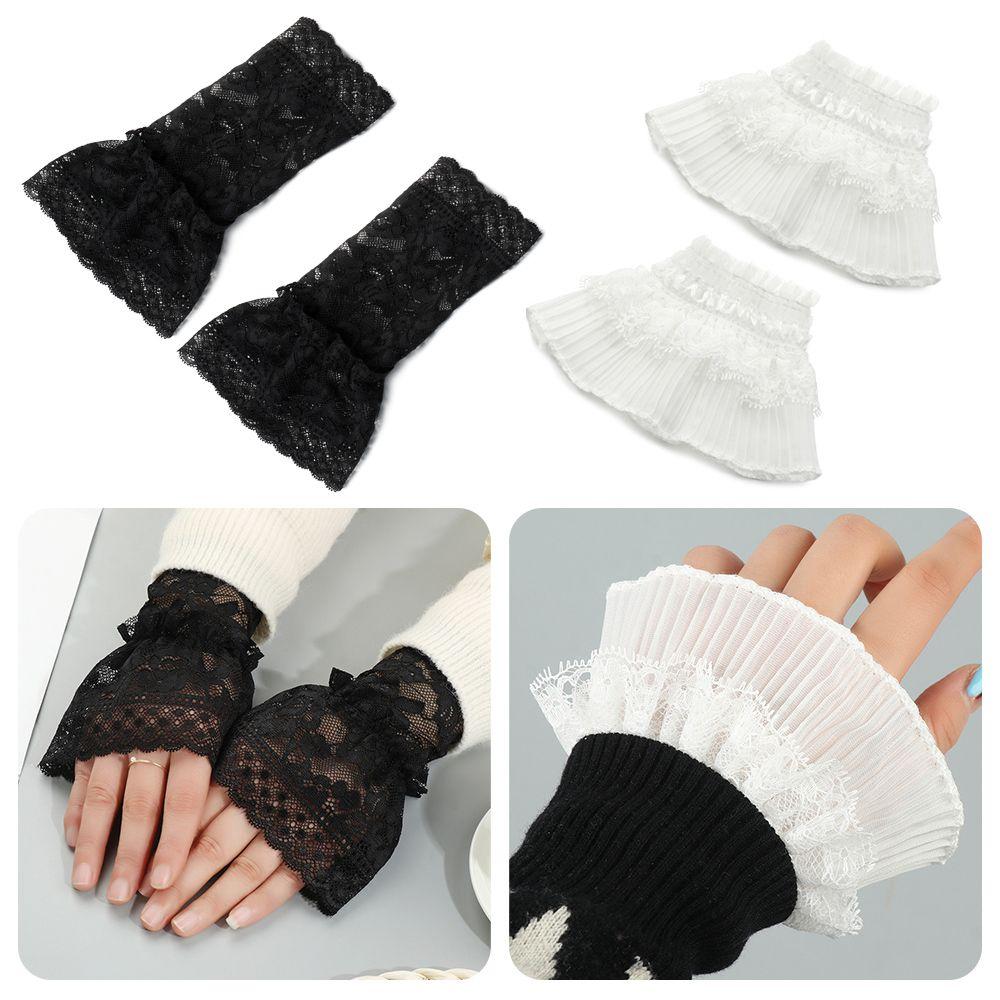 Decorative Gloves Arm Cover Lace Cuffs Ruffles Elbow Sleeve Fake Sleeve Detachable Sleeve Cuffs