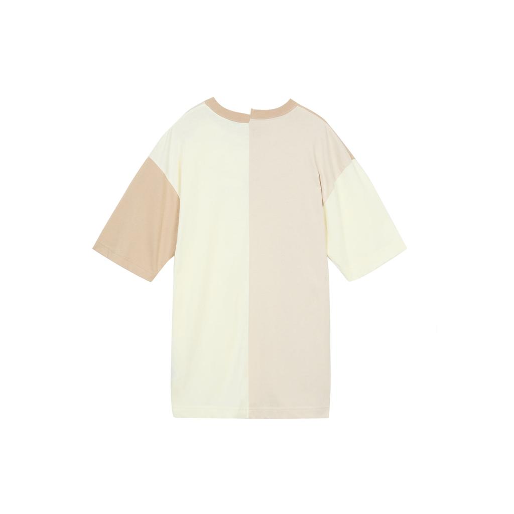 Nike Alphabet Logo Print Colorblock Loose Short Sleeve T-Shirt Women Tops Beige DV8318-113