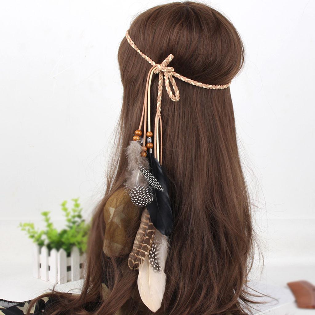 (SU)Женские украшения, богемный винтажный обруч для волос с павлиньими перьями, повязка для волос, головной убор