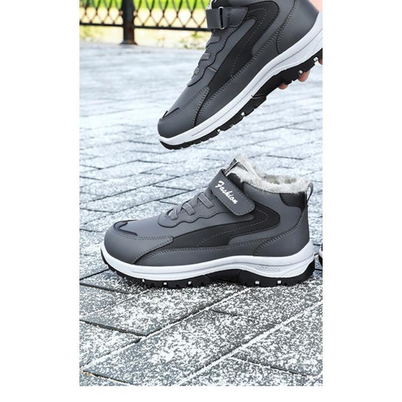 Мужская хлопковая обувь, зимние ботинки большого размера, флисовые и утепленные хлопковые ботинки, универсальные мужские ботинки для ходьбы