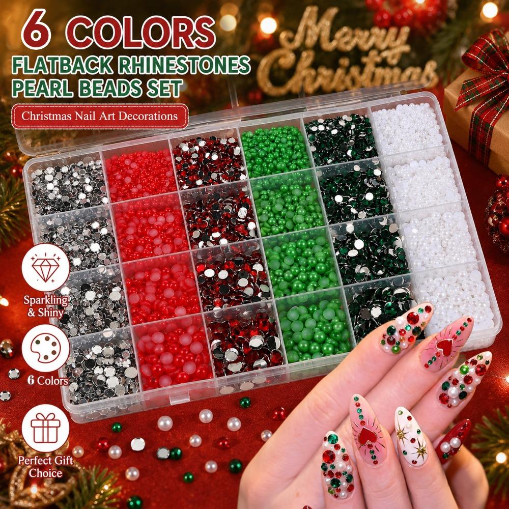 24/28 Grids Mixed Mini Christmas Gems Nail Charms Luxury Flatback Colorful Rhinestones Nail Art