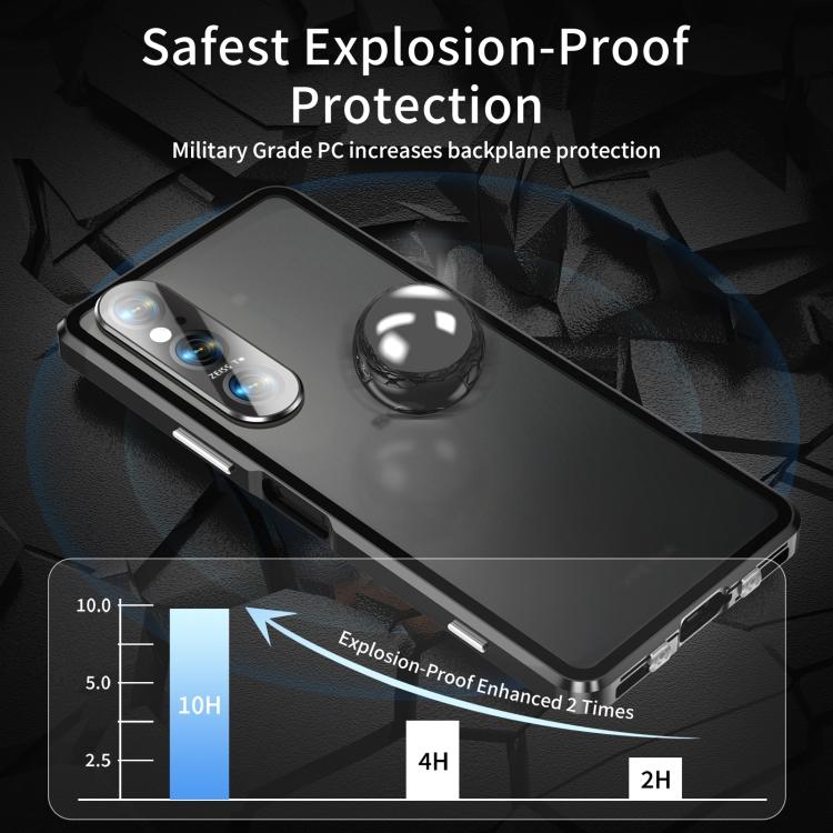Для Sony Xperia 1 V HD Магнитный Металлический Чехол для Телефона из Закаленного Стекла