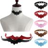 Halloween Ornament Little Devil PU Leather Bat Wing Collar Punk Women's Neck Strap Collarbone Necklace Short Fashion Jewelry LS